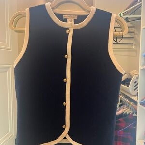 Sincerely Jules Navy and White Vest with Gold Accent